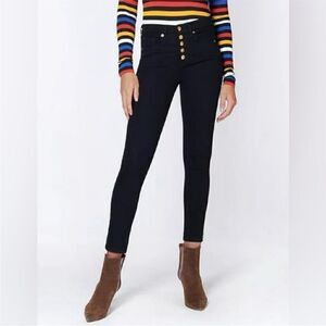 Veronica Beard Debbie with Gold Buttons 10” Skinny Jeans Black sz 25